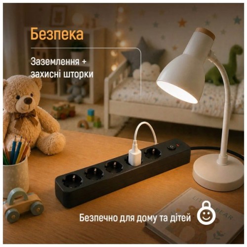Мережевий фільтр живлення ColorWay CCA-3G1MM 5 розеток, 2m Black (CW-PSEA1052BK)