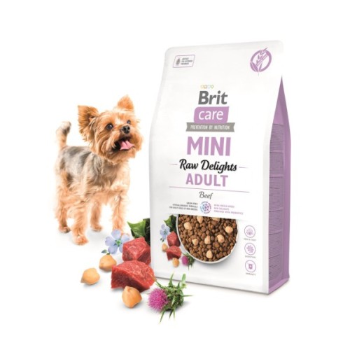 Сухий корм для собак Brit Care Mini Raw Delights Beef для малих порід 2 кг (8595602571307)