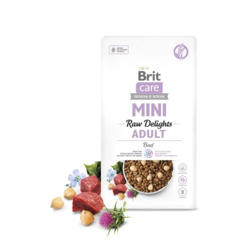 Сухий корм для собак Brit Care Mini Raw Delights Beef для малих порід 2 кг (8595602571307)