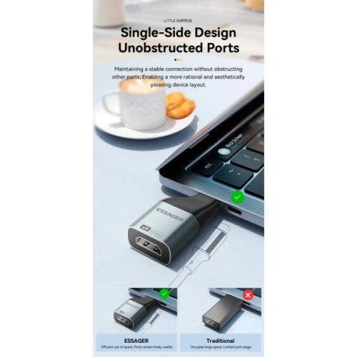 Перехідник HDMI F to USB-C M 4K60Hz Essager (EZJHD60-MJ0G-P)