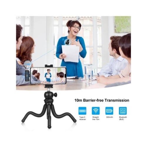 Мікрофон Puluz для телефону приймач Type-C Black (PU646B)