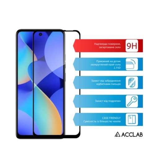 Скло захисне ACCLAB Full Glue ESD Tecno POP 10 Black (1283126627958)