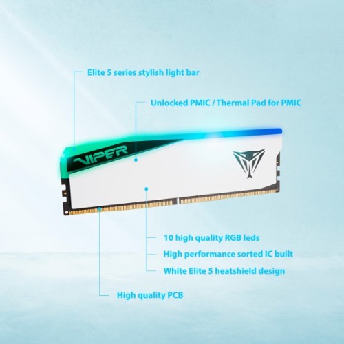Модуль пам'яті для комп'ютера DDR5 32GB (2x16GB) 7000 MHz Viper Elite 5 RGB Patriot (PVER532G70C38KW)
