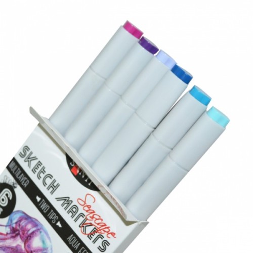 Художній маркер Santi набір двосторонніх sketch Seascape 6 шт (390567)