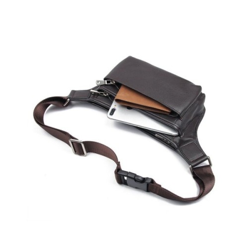 Сумка Vintage Поясна шкіряна Коричнева (14972)