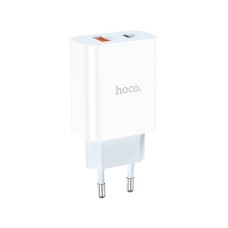 Зарядний пристрій HOCO C97A 1xUSB-C PD20W + 1xUSB QC3.0 White (6931474766076)