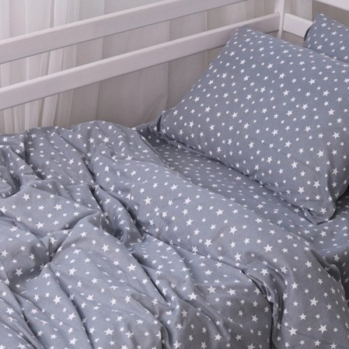 Постільна білизна MirSon 012 Grey Stars Фланель 2x143x210 Сімейний (2200009653148)