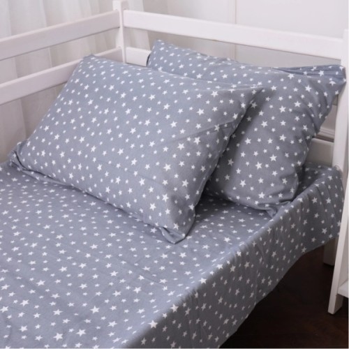 Постільна білизна MirSon 012 Grey Stars Фланель 2x143x210 Сімейний (2200009653148)