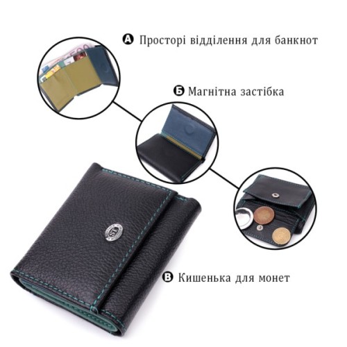 Гаманець ST Leather З натуральної шкіри Чорний (19504)