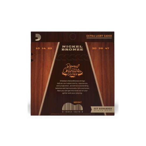 Струни для гітари D'Addario Nickel Bronze Extra Light (10-47) (NB1047)