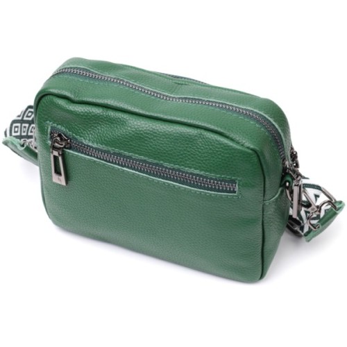 Сумка Vintage Крос-боді з натуральної шкіри Зелена (22296)