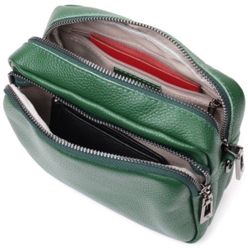 Сумка Vintage Крос-боді з натуральної шкіри Зелена (22296)