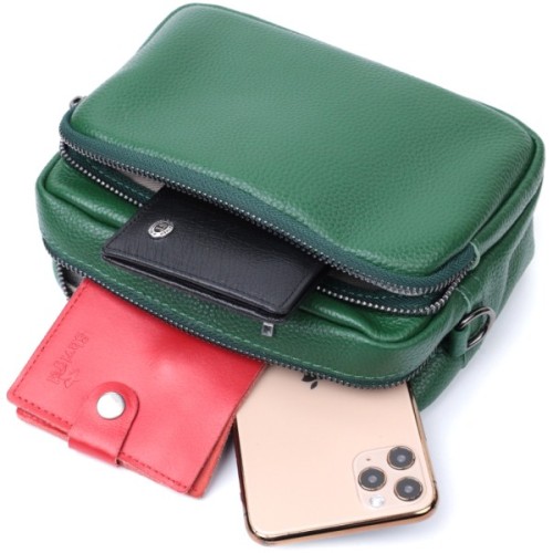 Сумка Vintage Крос-боді з натуральної шкіри Зелена (22296)