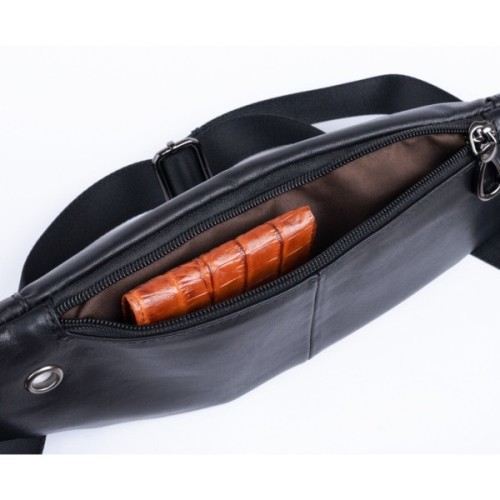 Сумка Vintage Поясна з натуральної шкіри Чорна (20343)