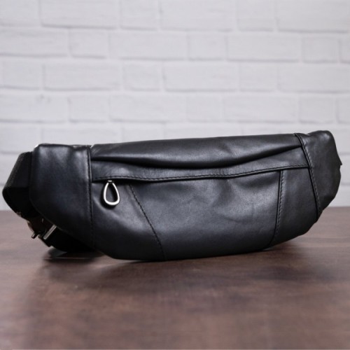 Сумка Vintage Поясна з натуральної шкіри Чорна (20343)