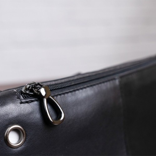 Сумка Vintage Поясна з натуральної шкіри Чорна (20343)