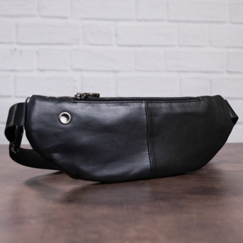 Сумка Vintage Поясна з натуральної шкіри Чорна (20343)