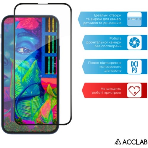 Скло захисне ACCLAB Full Glue ESD Apple Iphone 13/13 Pro Black (1283126542527)