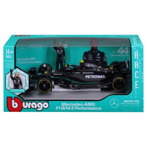 Масштабна модель автомобіля Bburago Автомодель з фігуркою - Mercedes-AMG F1 W14 E Performance, 1:24 (18-28037)