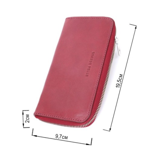 Гаманець Grande Pelle З натуральної шкіри Бордовий (16796)