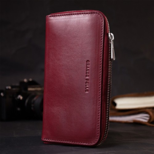 Гаманець Grande Pelle З натуральної шкіри Бордовий (16796)