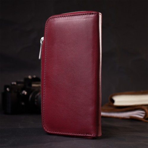 Гаманець Grande Pelle З натуральної шкіри Бордовий (16796)