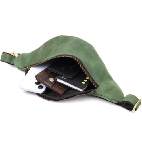 Сумка Shvigel З натуральної шкіри Зелена (23142)