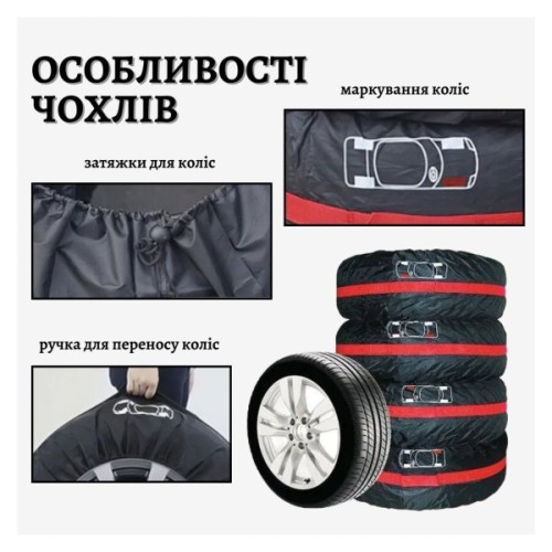 Чохол для зберігання автомобільних коліс Poputchik М R14-17, 4 шт (16-001/4шт)
