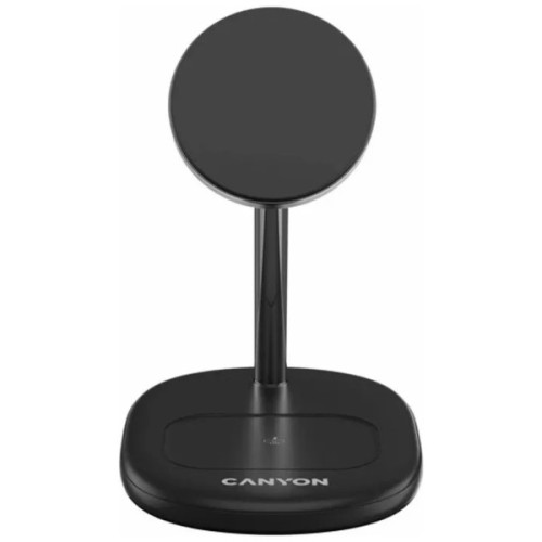 Зарядний пристрій Canyon wireless charger WCS-205 15W Qi2 2in1 w/o adapter Black (CNS-WCS205BW/A)