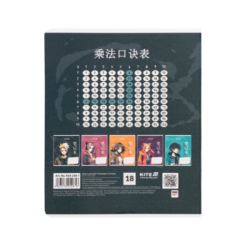 Зошит Kite Anime, 18 аркушів, клітинка (K25-236-1)