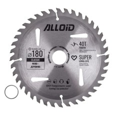 Диск пильний Alloid по дереву, з твердосплавними напайками, 180×25.4/22.2мм, 40 зубів (WS-18040)
