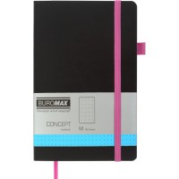 Книга записна Buromax Concept 125x195 мм 96 аркушів в точку обкладинка зі штучної шкіри Рожева (BM.291362-10)