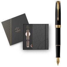 Ручка пір'яна Parker SONNET 17 Matte Black Lacquer GT  FP F + блокнот Parker + подар.упаковка GIFT24 (84 811b24)