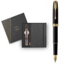 Ручка пір'яна Parker SONNET 17 Matte Black Lacquer GT  FP F + блокнот Parker + подар.упаковка GIFT24 (84 811b24)
