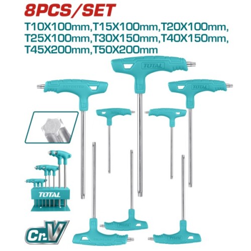 Ключ Total THHW80836 шестигранний Torx, Т-подібна рукоятка, 8шт. (THHW80836)