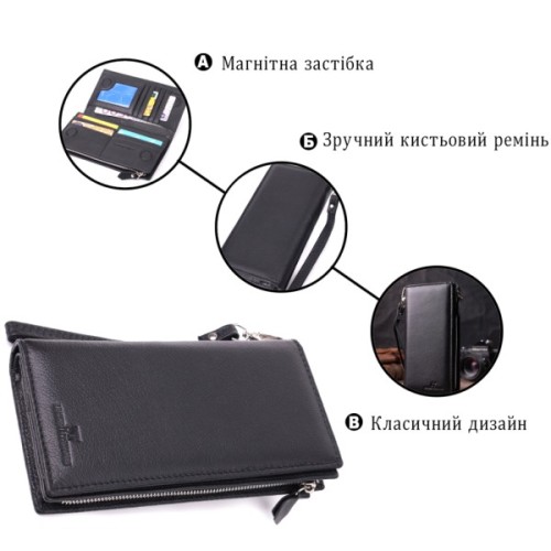 Гаманець ST Leather Унісекс з натуральної шкіри Чорний (22532)