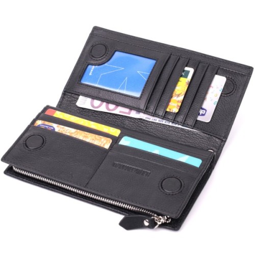 Гаманець ST Leather Унісекс з натуральної шкіри Чорний (22532)