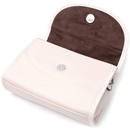 Сумка Vintage Жіноча шкіряна із напівкруглим клапаном Біла (22258)