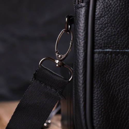 Сумка Vintage Вертикальна поясна з натуральної шкіри Чорна (21487)