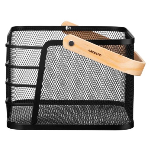 Фруктовниця Ardesto Midori з ручкою 24х23.5х16.1см, метал, дерево, чорний (AR0923B)