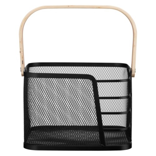 Фруктовниця Ardesto Midori з ручкою 24х23.5х16.1см, метал, дерево, чорний (AR0923B)