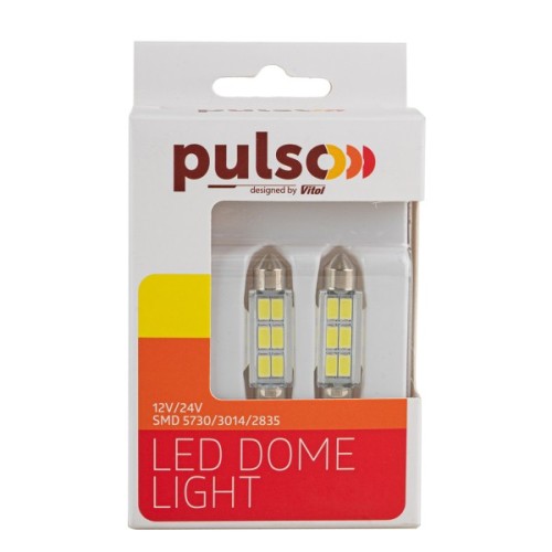 Автолампа PULSO LED SV8.5/T11x41mm/6 SMD-5730/9-18v/130Lm (LP-62041)