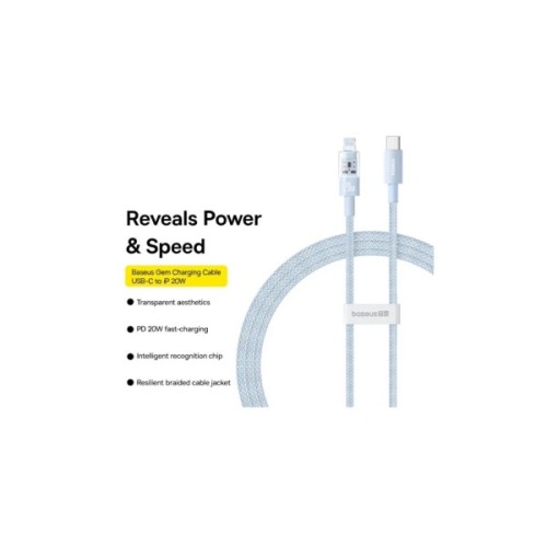 Дата кабель USB-C to Lightning 1.0m 20W Gem Fast-Charging blue Baseus (P10373001311-00)