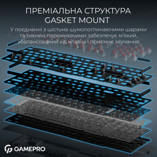 Клавіатура GamePro Asgard Drakkar Keychron Super Red Switch Wireless/Bluetooth/USB UA Black (MK305BK)