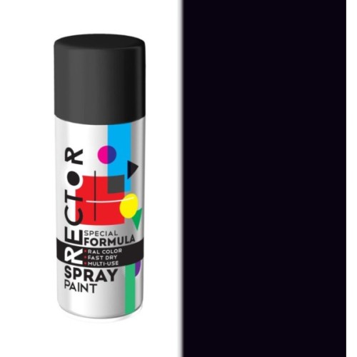 Аерозольна фарба для автомобіля RECTOR універсальна 9005 чорний гл.і 400мл (000013232)