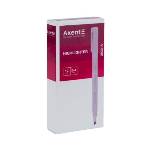Маркер Axent Highlighter Pastel 2-4 мм клиноподібний рожевий (2533-10-A)