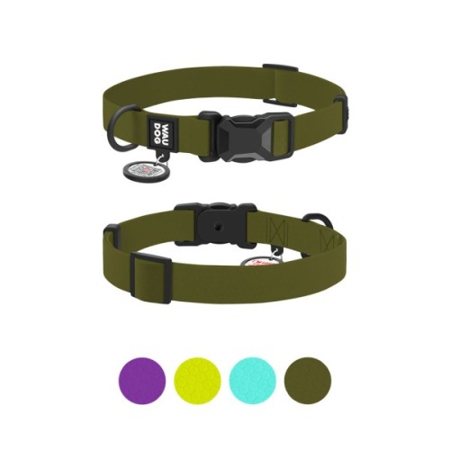 Нашийник для тварин WAUDOG Magnet c QR паспортом, магнітна пряжка-фастекс L хакі (279631)