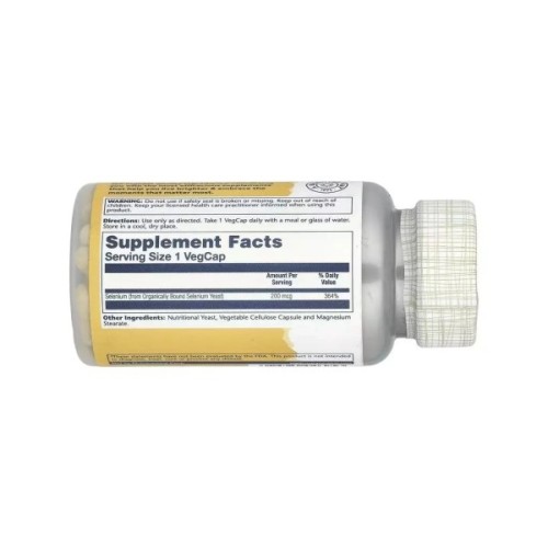 Мінерали Solaray Селен високоефективний, 200 мкг, Selenium, High Potency, 100 вегета (SOR-04695)