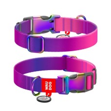 Нашийник для тварин WAUDOG Nylon Recycled з QR паспортом градієнт S фіолетовий (46529)