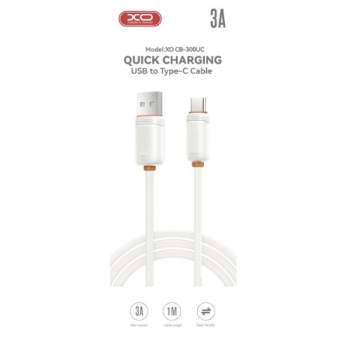 Дата кабель USB 2.0 AM to USB-C 1.0m 3A white XO (XO-CB-300UC-WH)